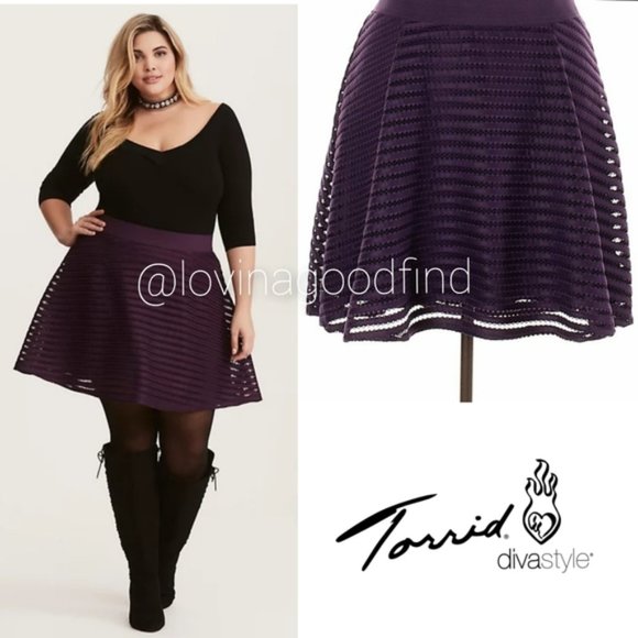torrid Dresses & Skirts - TORRID Purple Striped Mesh Mini Skirt NWT sz 2
